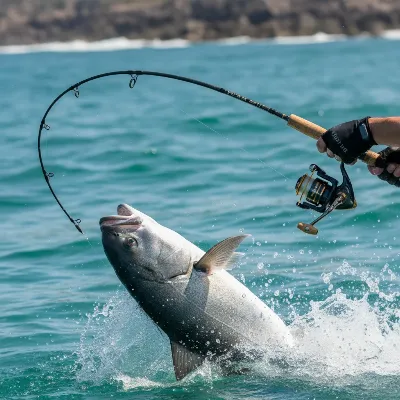 Close up of a fish being reeled in with Penn Battle III Spinning Rod